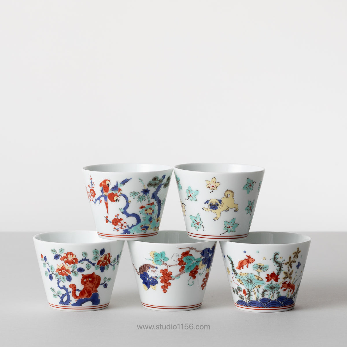 波佐見焼 BARBAR 蕎麦猪口大辞典 色絵 そばちょこ 8cm/170ml