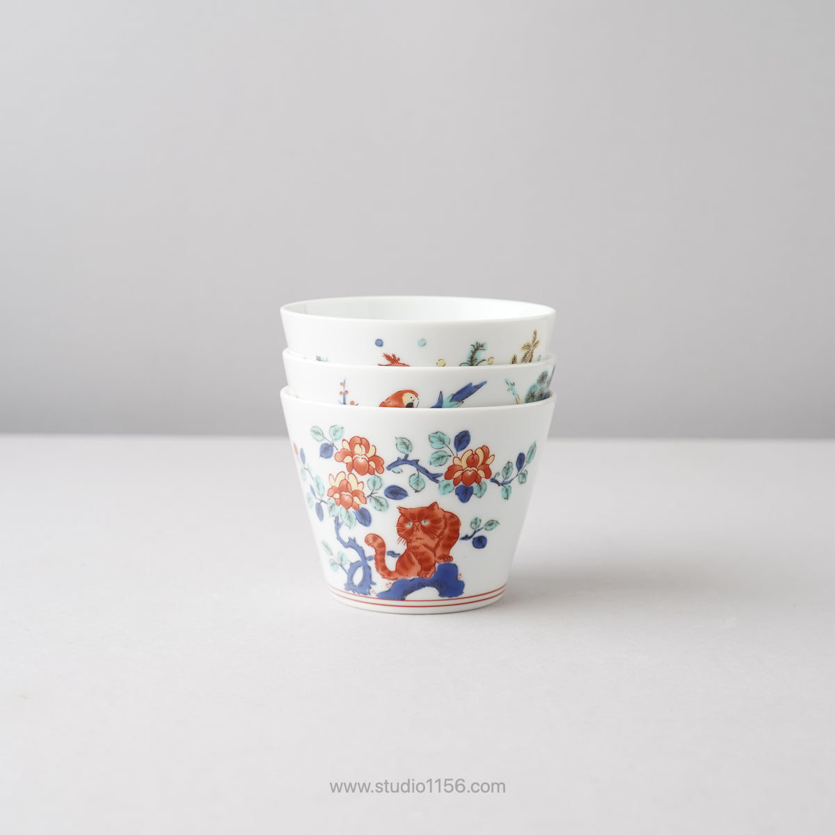 波佐見焼 BARBAR 蕎麦猪口大辞典 色絵 そばちょこ 8cm/170ml
