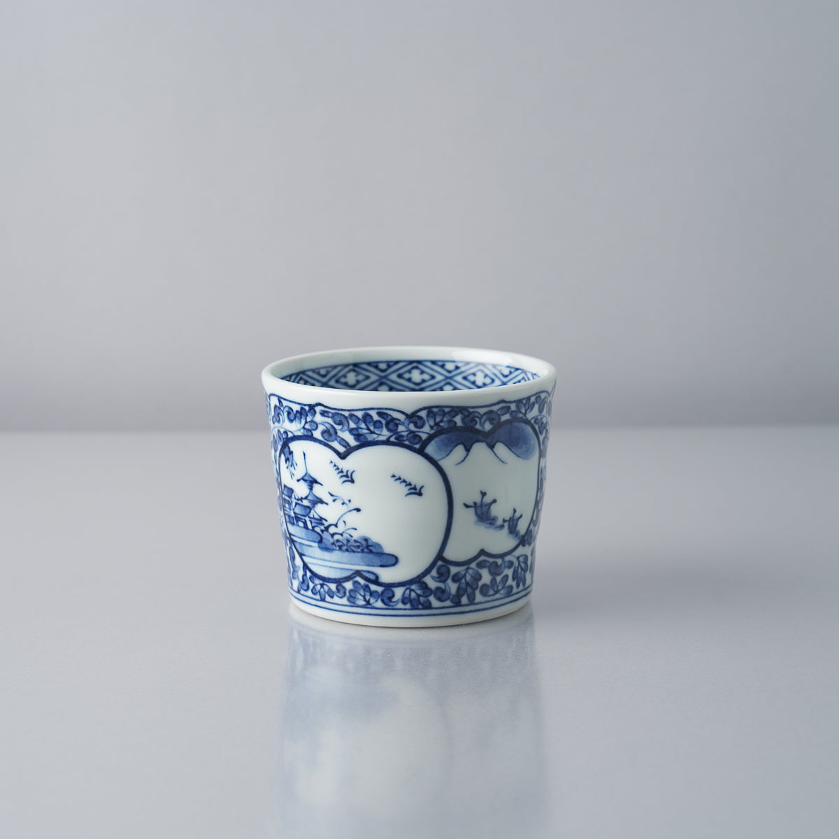 波佐見焼 染付 手彫そば猪口 190ml