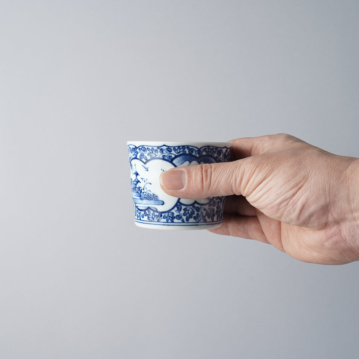 波佐見焼 染付 手彫そば猪口 190ml