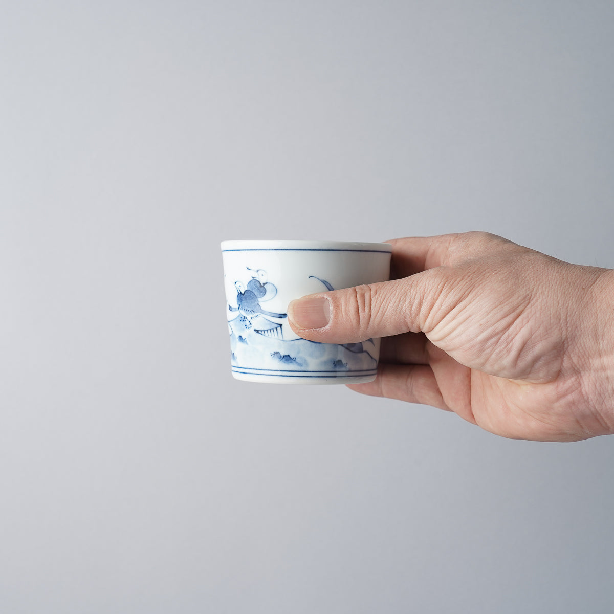 波佐見焼 染付 手彫そば猪口 190ml
