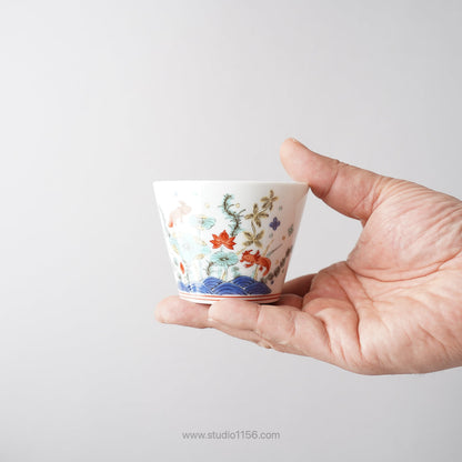 波佐見焼 BARBAR 蕎麦猪口大辞典 色絵 そばちょこ 8cm/170ml